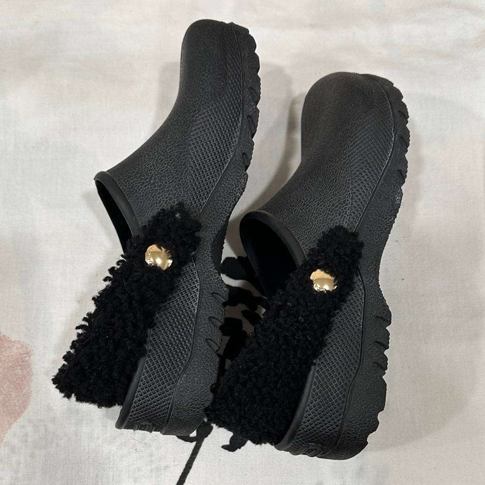 Coach Black Lola Shearling Clogs - Picture 6 of 9